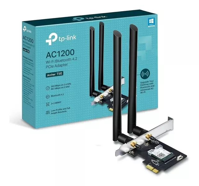 TP-Link Tarjeta PCIe WiFi AC600 para PC de escritorio, tarjeta de red  interna inalámbrica de doble banda (Archer T2E) Antena de alta ganancia