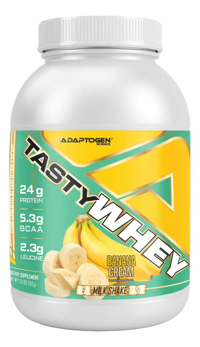 Suplemento Tasty Whey 3w Gourmet Whey Protein Adaptogen Science Pote 900g Sabor Banana - Imagem 4