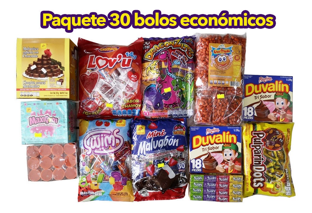 Paquete Dulces Para 30 Bolos Económicos, Incluye Bolsitas Envío gratis
