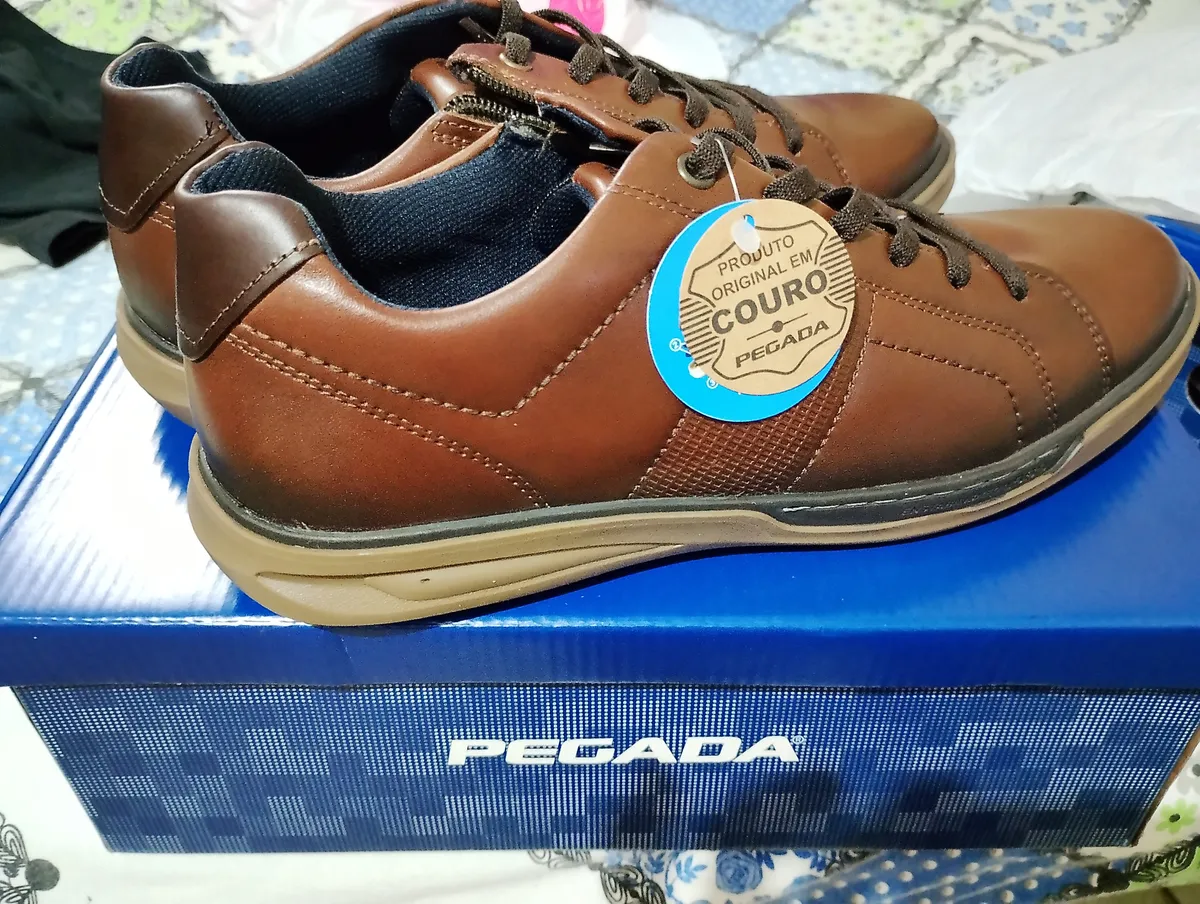 Sapatênis Casual Masculino 111104 Cabedal Em Couro Pegada