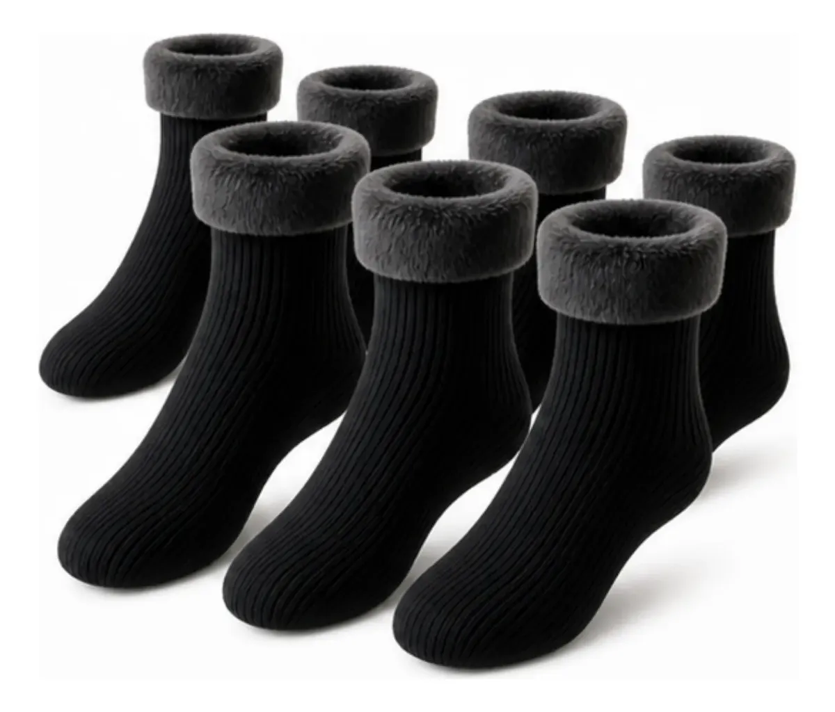 Kit 6 Meias Térmica Grossa Quente Inverno Frio Forrada Pelo