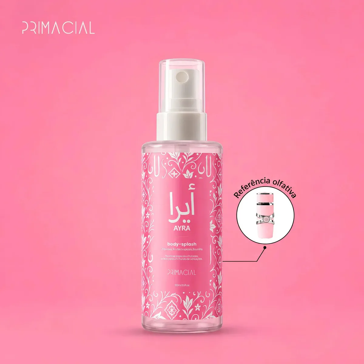 BODY SPLASH FEMININO ARABE AYRA 100ML - PRIMACIAL PERFUME FLORAL