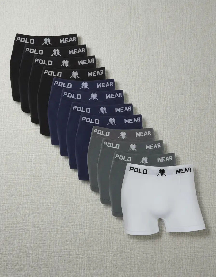 Kit 12 Cuecas Boxer Polo Wear Masculino Microfibra Liso