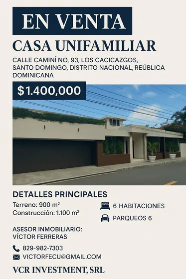 Casa De Oportunidad En Los Cacicasgos, Sto. Domgo