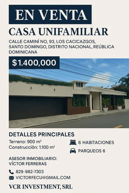 Casa De Oportunidad En Los Cacicasgos, Sto. Domgo