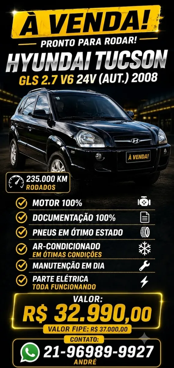 Hyundai Tucson 2008 2.7 Gls 4x4 Aut. 5p Hyundai Tucson 2008 2.7 Gls 4x4 Aut. 5p