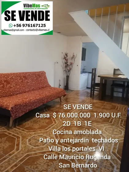Se Vende  Casa 2d 1b 1e San Bernardo, Santiago, Cerca Metro