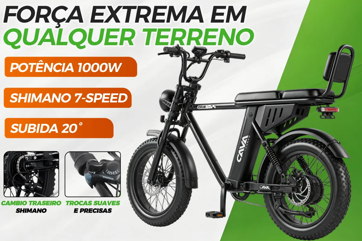 Componentes da transmissão Shimano 7-speed e motor de 1000W da bicicleta elétrica