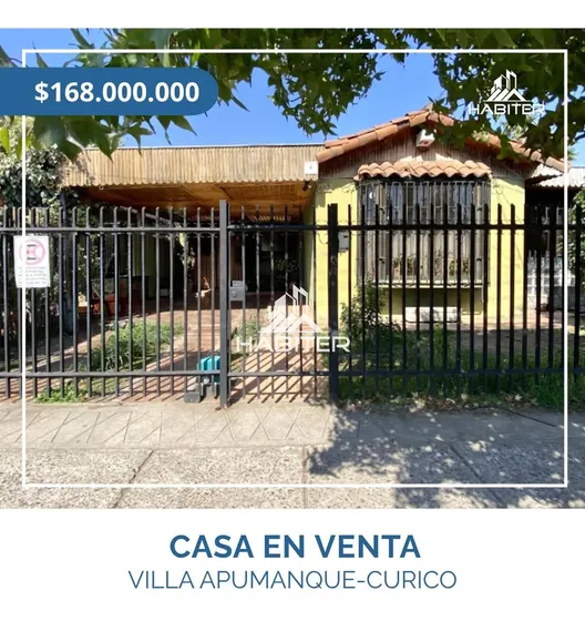Hermosa Casa En Venta 3d-1b, Villa Apumanque, Curico (39855)
