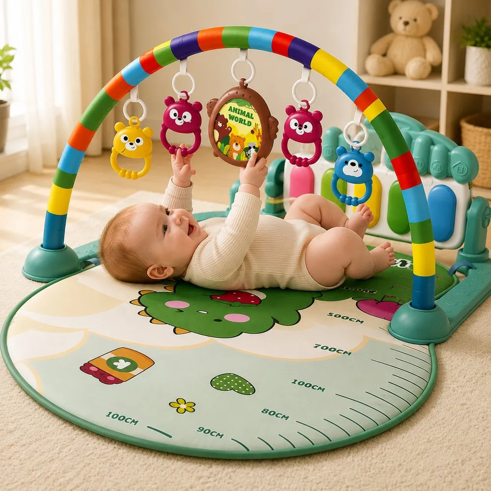 Tapete Bebê Atividades Musical Piano Interativo Verde