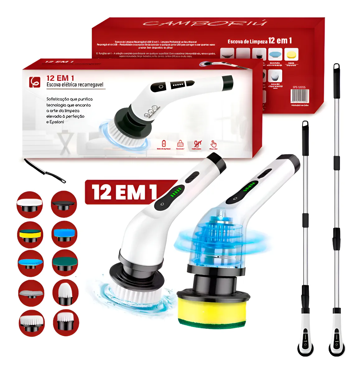 escova de limpeza elétrica 12 em 1 Eps-432 - Branco