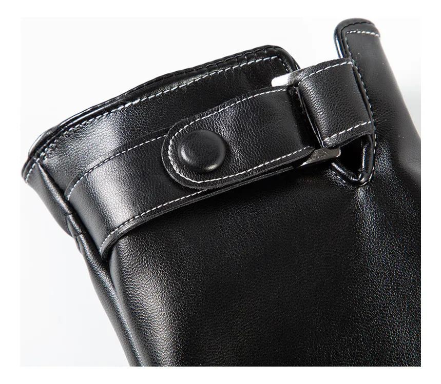Luvas De Couro Pu Para Moto Inverno, Impermeáveis Masculinas — foto 3