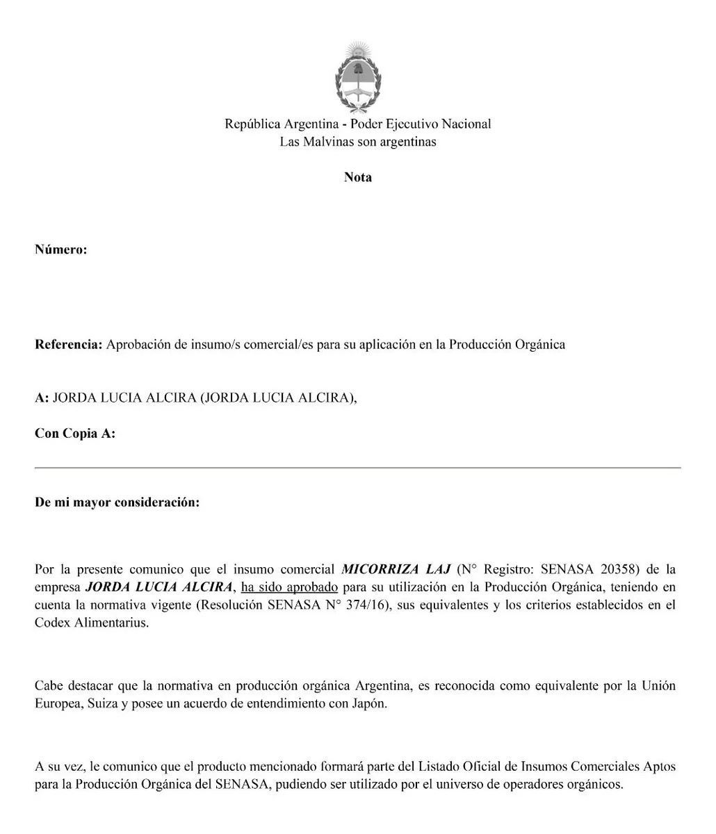 Micorrizas Laj Senasa 20.358 Para Cultivo Organico 1 Lto