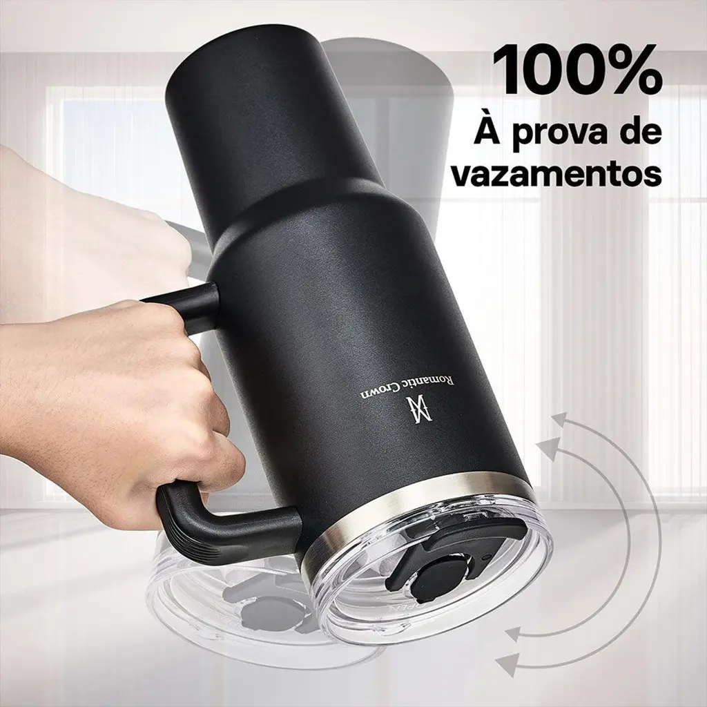 Copo Térmico Gigante 1,2l Inox Com Tampa E Inox Canudo Cor Preto Cor Pura / Material Fosco - foto 4