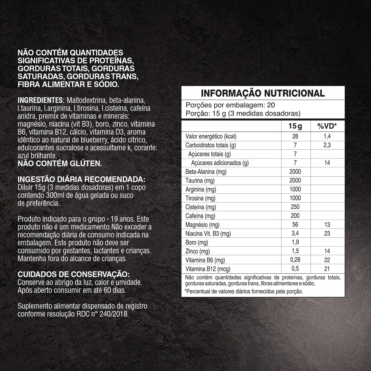 Pré-Treino Evolution Workout 300g Termogênico Sabor Blueberry Soldiers Nutrition Energia Foco Treino