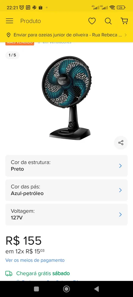 Ventilador Mondial VSP-30-B em um ambiente doméstico