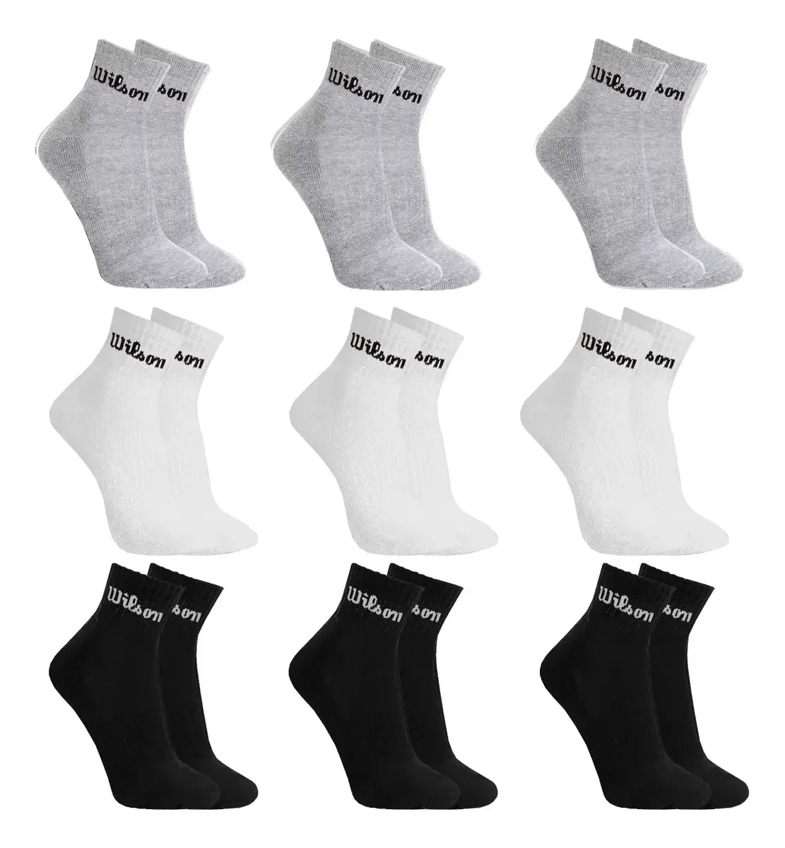 Kit 9 Pares Meias Wilson Cano Médio Masculino Adulto