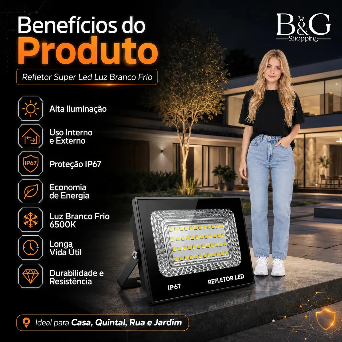 kit 2 Refletor Led 200w Holofote Bivolt Prova D'água Cor Branco Frio 6500k — foto 2