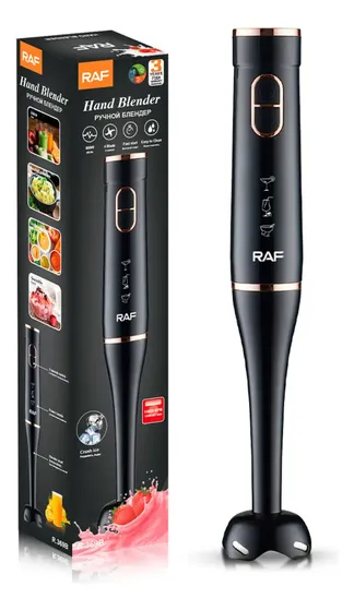 Mixer Licuadora Mano Raf 800W Inoxidable Negra Ideal Picar Hielo