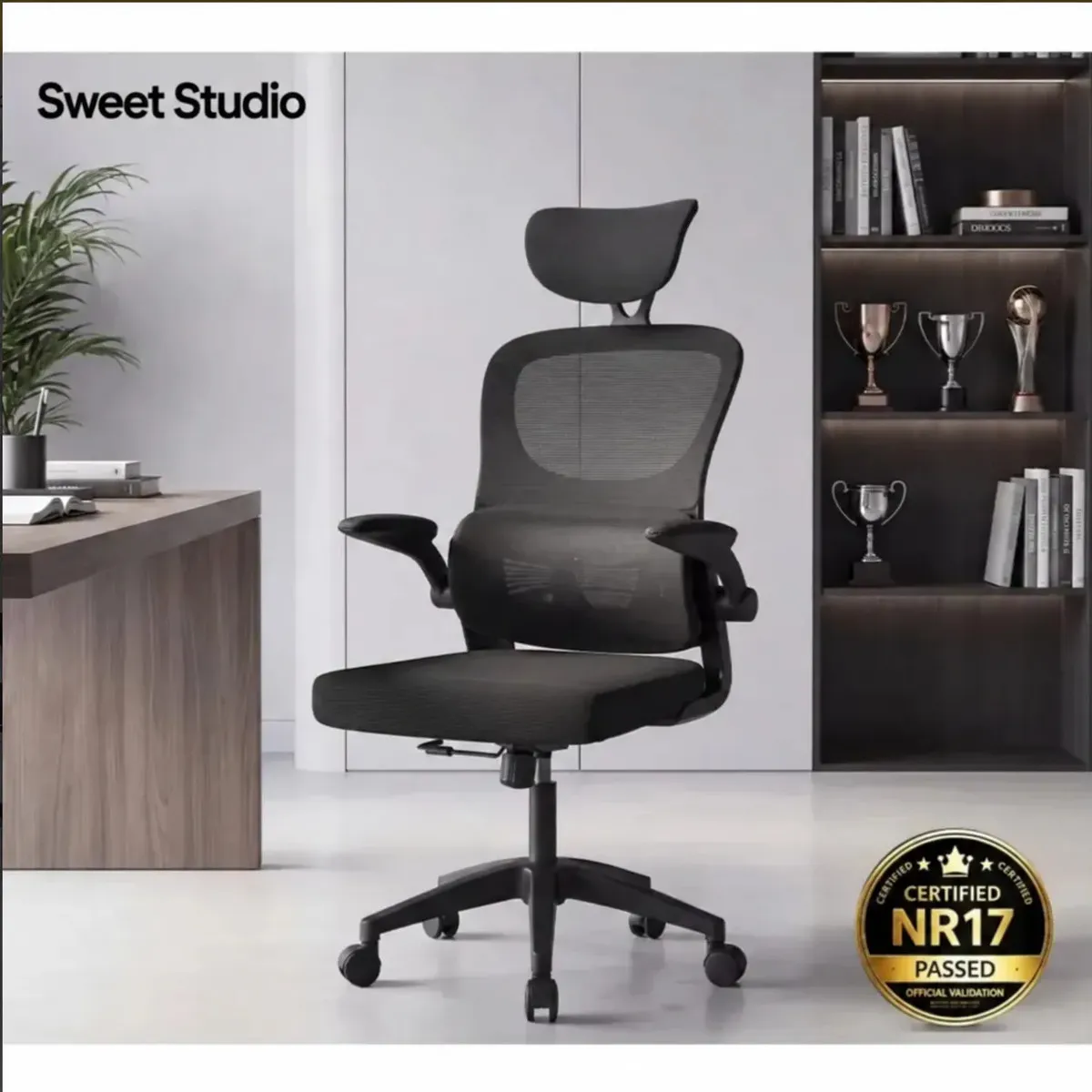 Cadeira Sweet Studio Escritório Ergonômica Giratória com Apoio Lombar