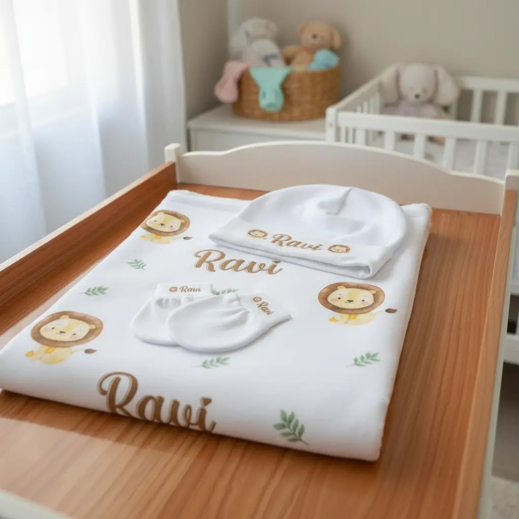 Manta Cobertor Bebe Touca Luva Menino Menina Personalizada