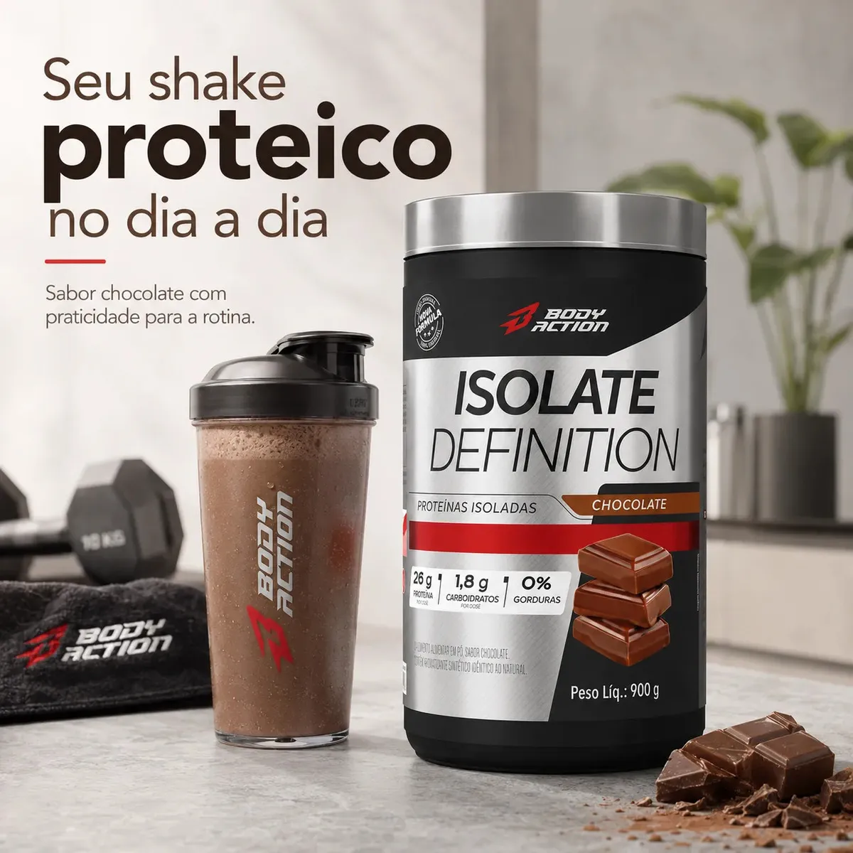Proteína Bodyaction Tradicional Isolate Definition em pó sabor Chocolate x 900g — foto 3
