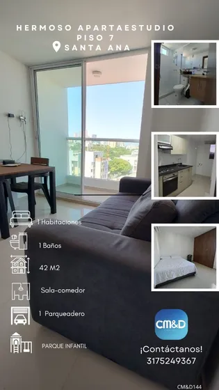 En Venta Hermoso Apartaestudio En Sanata Ana-piso 7