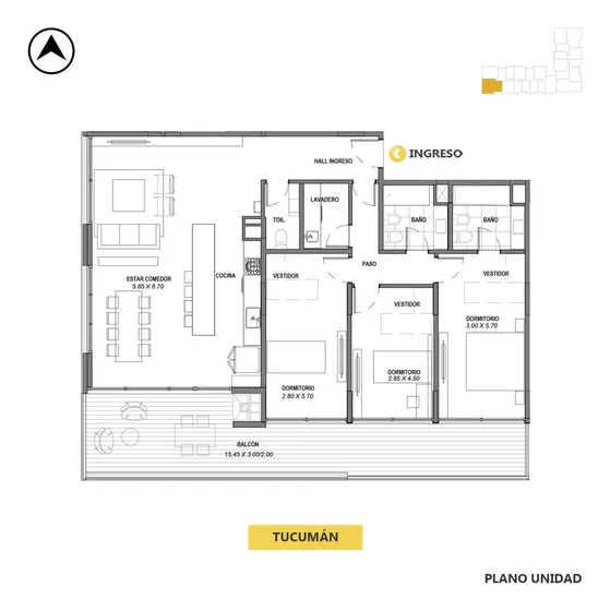 Venta Departamento 3 Dormitorios Midtown Pichincha Rosario