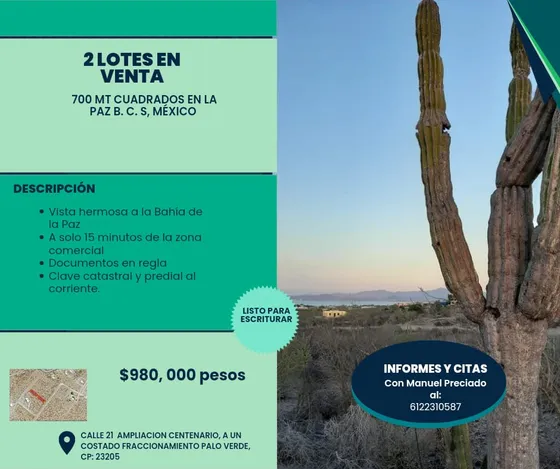 Excelente Oportunidad, Lote 700m La Paz B.c.s.