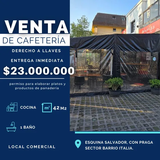 ¡espectacular Cafetería En Barrio Italia Lista Para Operar!