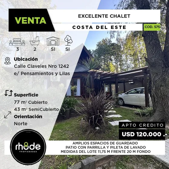 Chalet Con Cochera En Costa Del Este - Calle Claveles E/ Pensamientos Y Lilas Al 1242