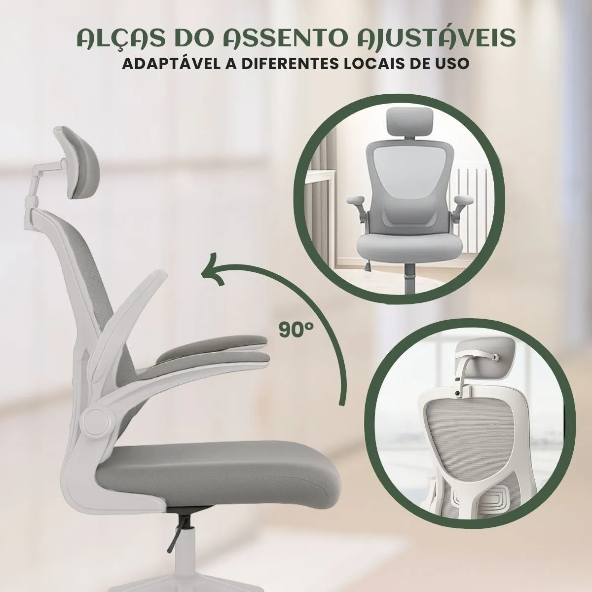 Cadeira De Escritório Ergonômica Giratória Boston G100 Com Estofado Mesh Luvinco Com Ajuste Lombar - Imagem 3