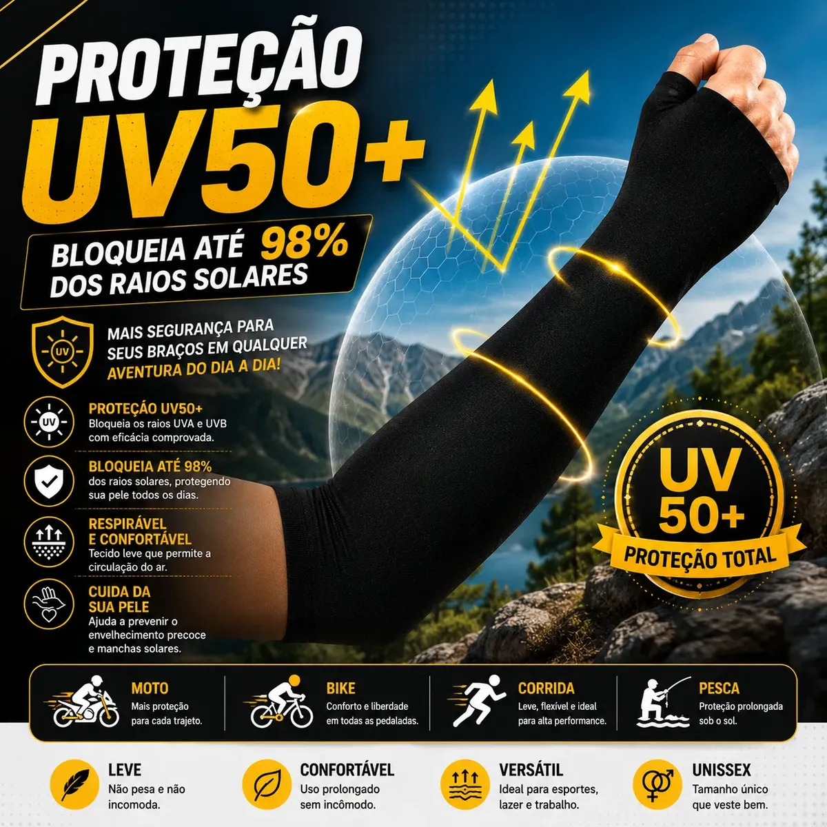 Manguito Kit 3 Proteção Solar Uv50+ Moto Ciclismo Corrida — foto 7