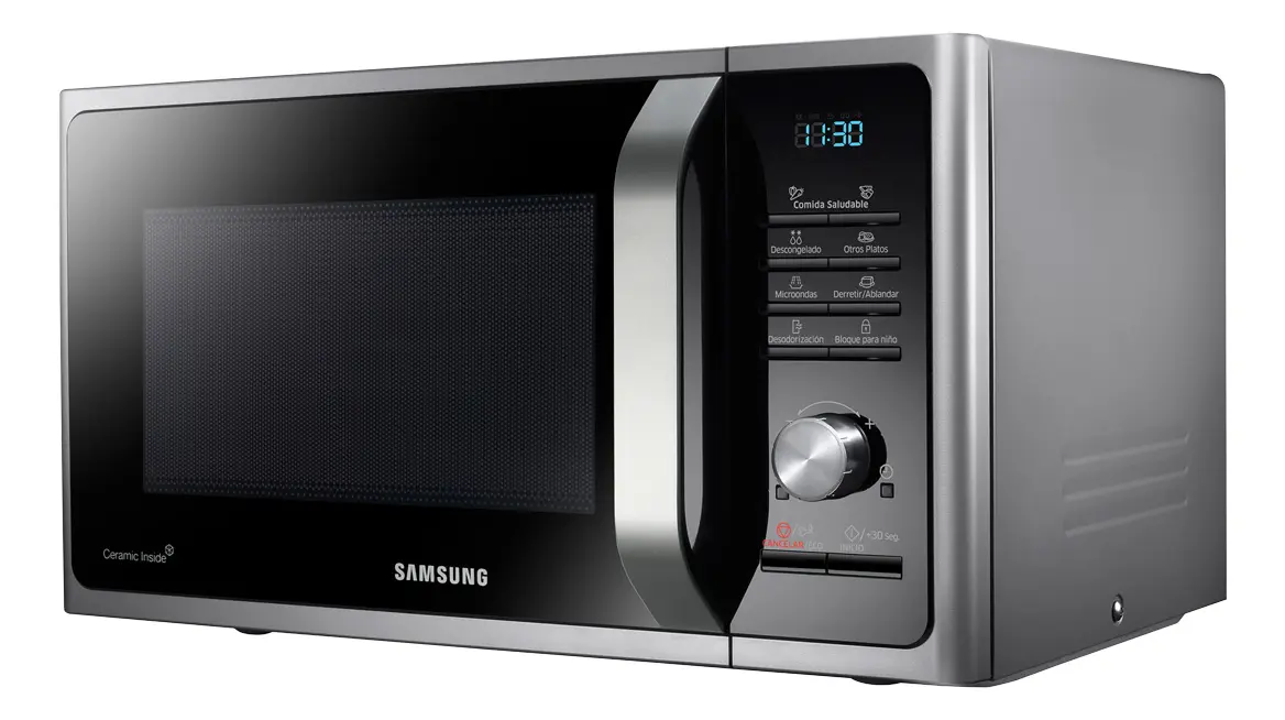 Microondas Samsung Mg28f3k3t 28 Litros Plata Grill 900w