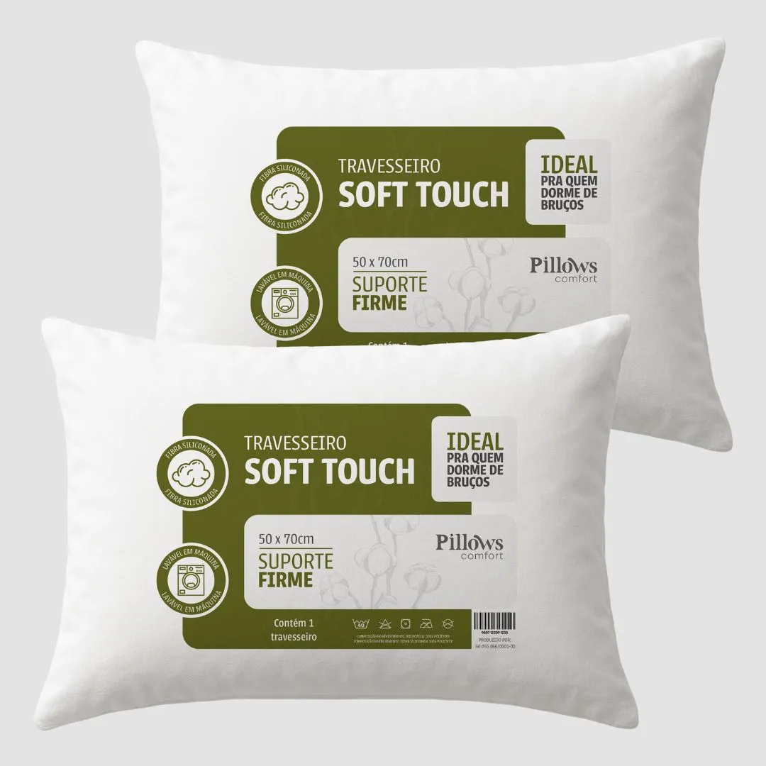 Kit 2 Travesseiros Antialérgico Soft Coton 50x70cm
