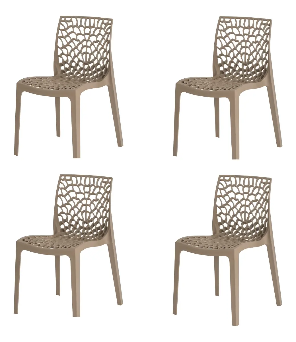 Kit 4 Cadeiras Gruvyer Design Cozinha Sala Estar/jantar Nude