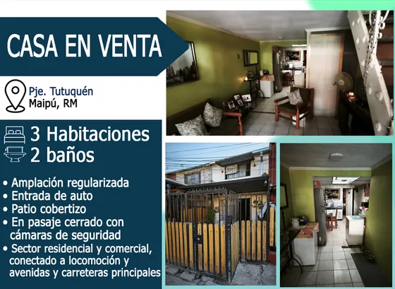 Gran Oportunidad - Casa En Maipu - 3 Hab 2 Baños
