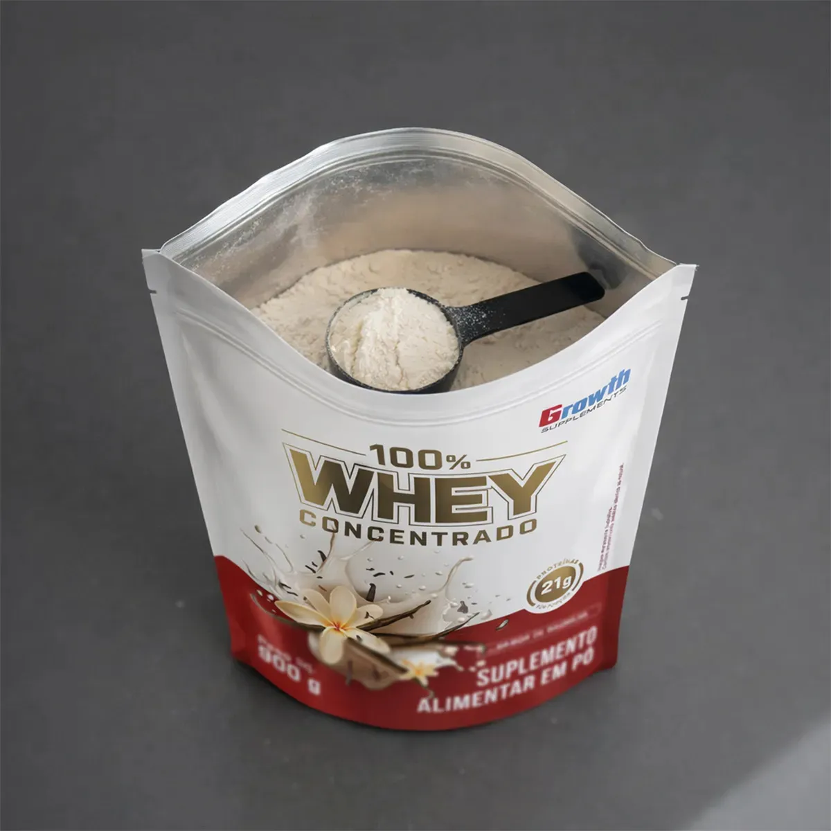 100% Whey Concentrado 900g Growth Supplements Baunilha