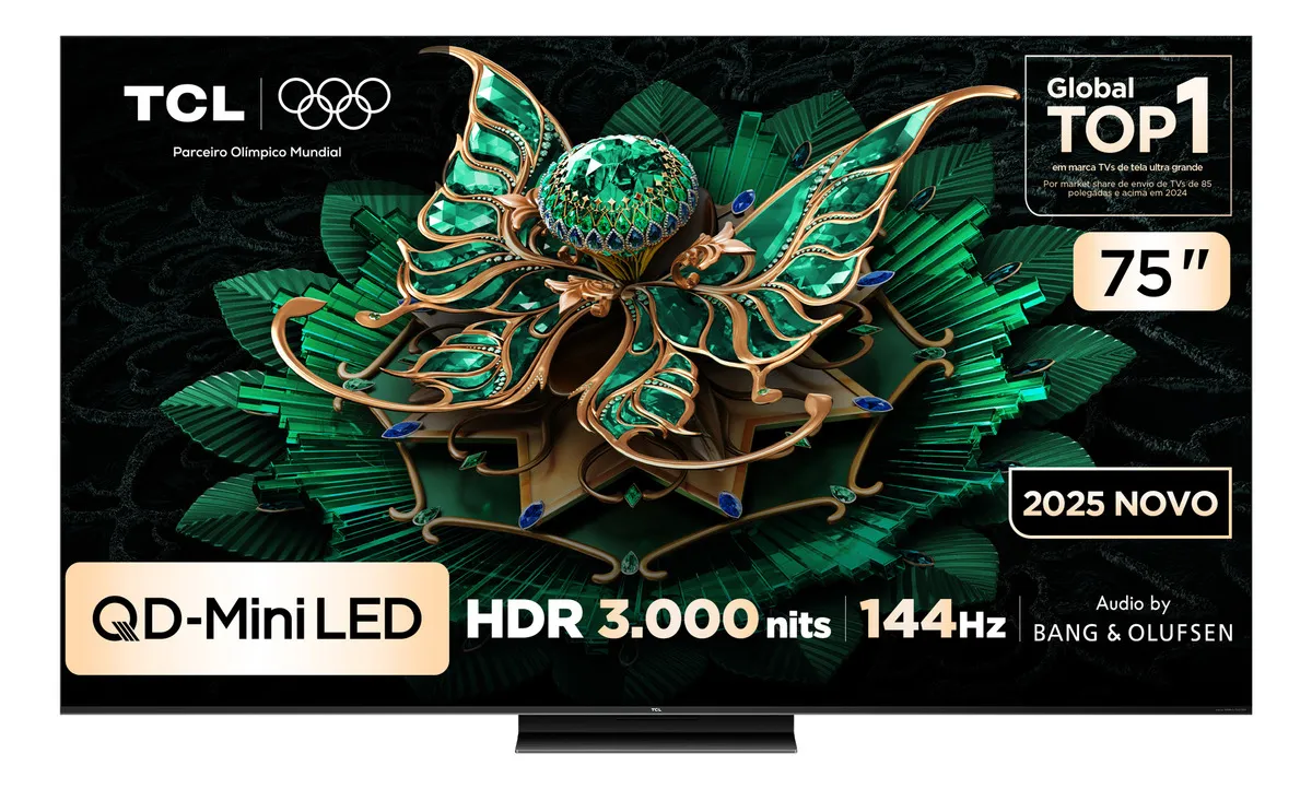 Smart TV TCL 75 Polegadas QLED Mini LED 4K C7K WiFi Bluetooth Google TV 4 HDMI 144Hz HDR10+ 75C7K