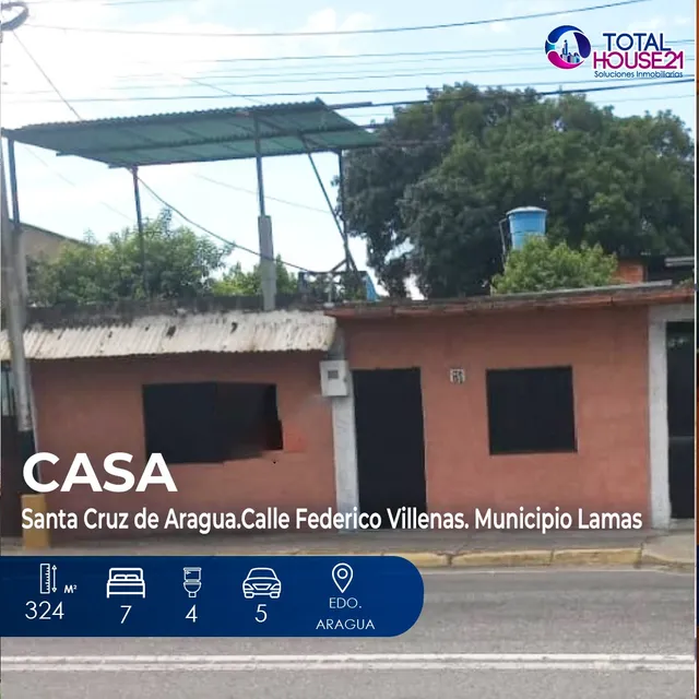 Casa En Venta Santa Cruz De Aragua.calle Federico Villenas. Municipio Lamas. Edo Aragua 