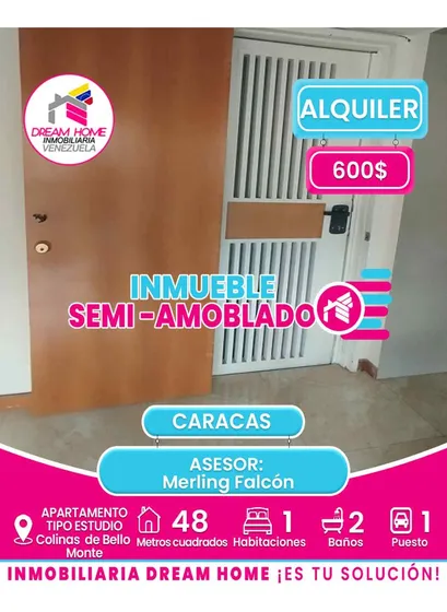 Apartamento Tipo Estudio En Alquiler Colinas De Bello Monte - Caracas