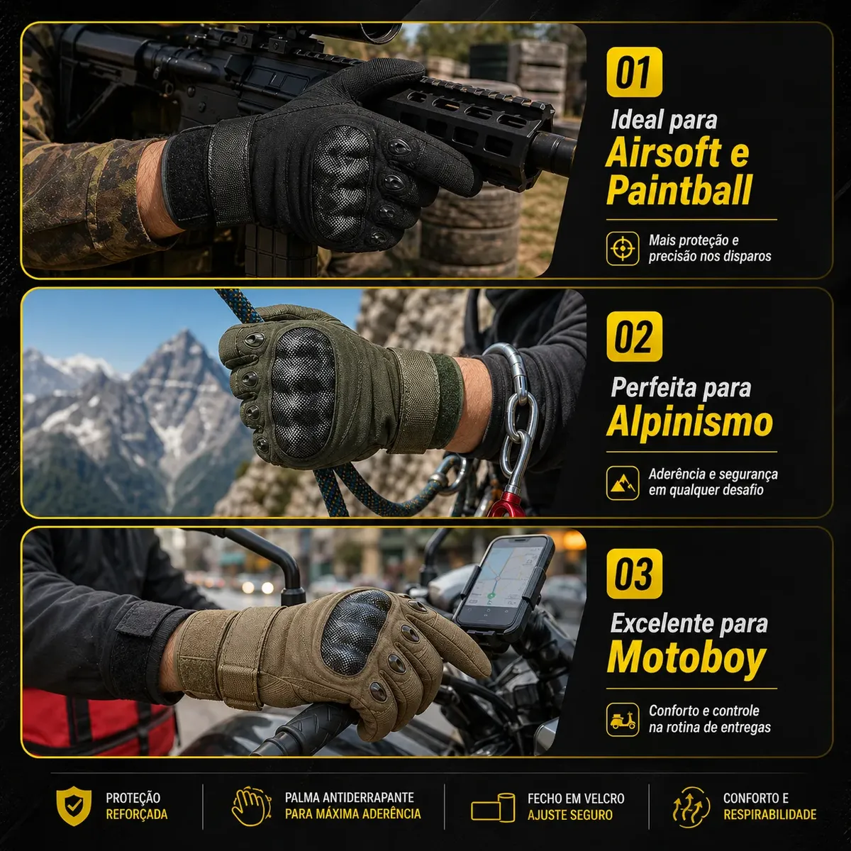 Luva Tática Militar Moto Proteção Forte Airsoft Paintball — foto 6