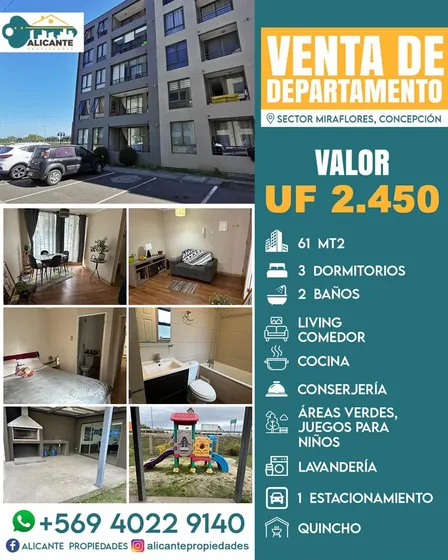 Departamento En Venta De 3 Dorm. 2 Baños En Concepción