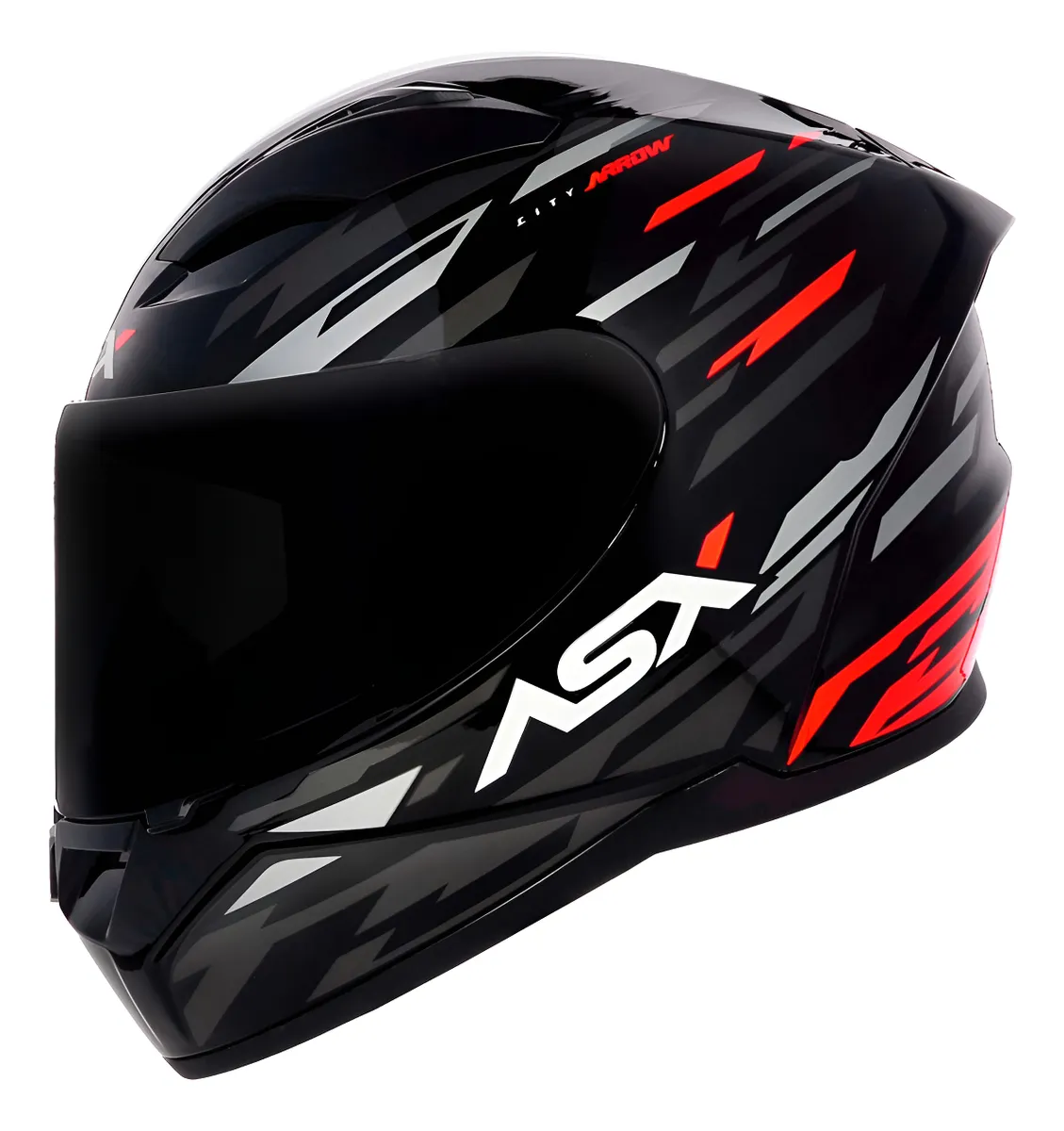 Capacete Asx City Arrow Brilho Preto Grafite Vermelho - Imagem 4