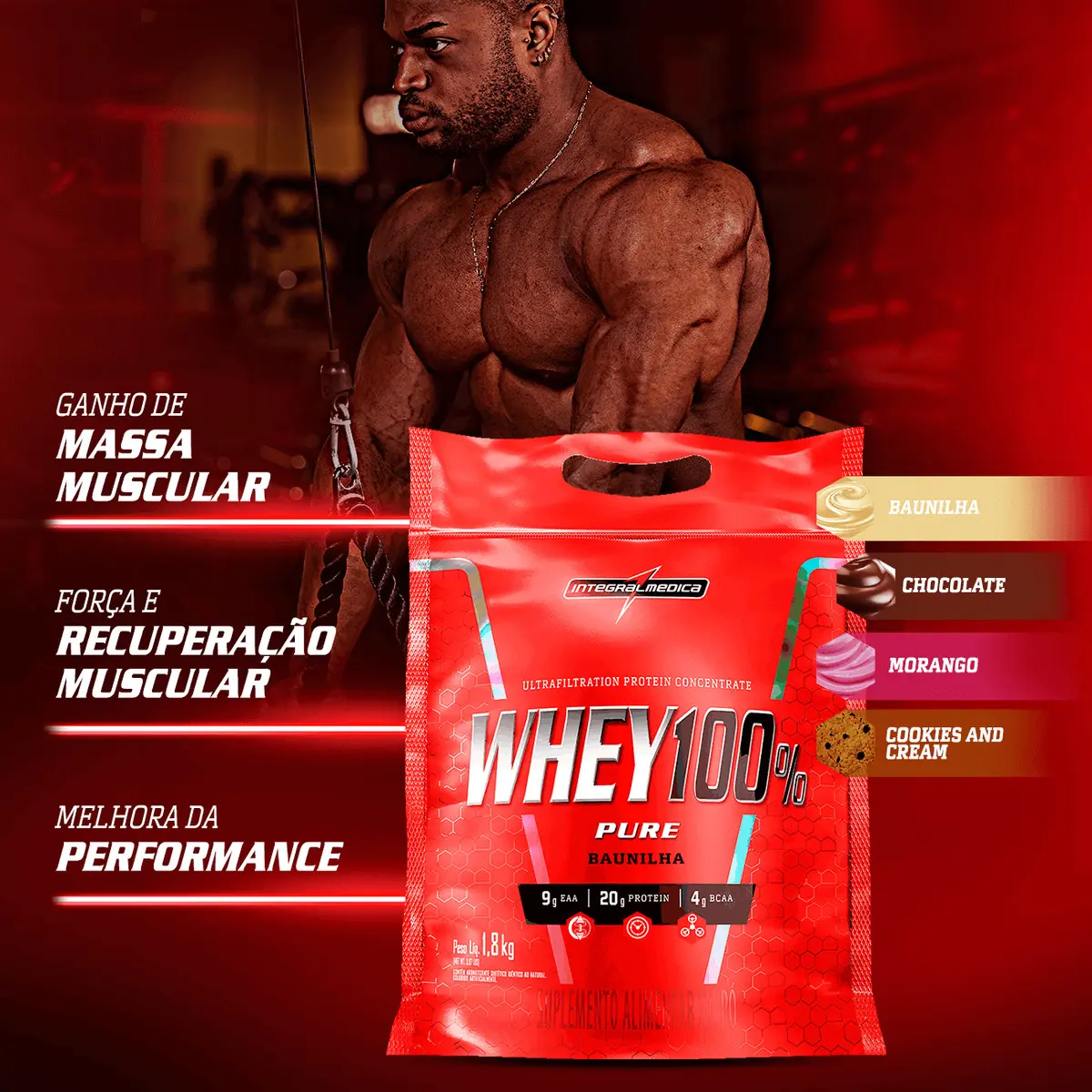 Whey 100% Pure 1,8kg Refil Integralmedica Sabor Baunilha — imagem 3