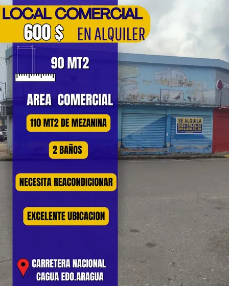 Se Alquila Local Cagua Carretera Nacional