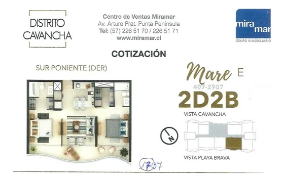 Vendo Cesión Depto. En Distrito Cavancha 1 Increíble Vista 