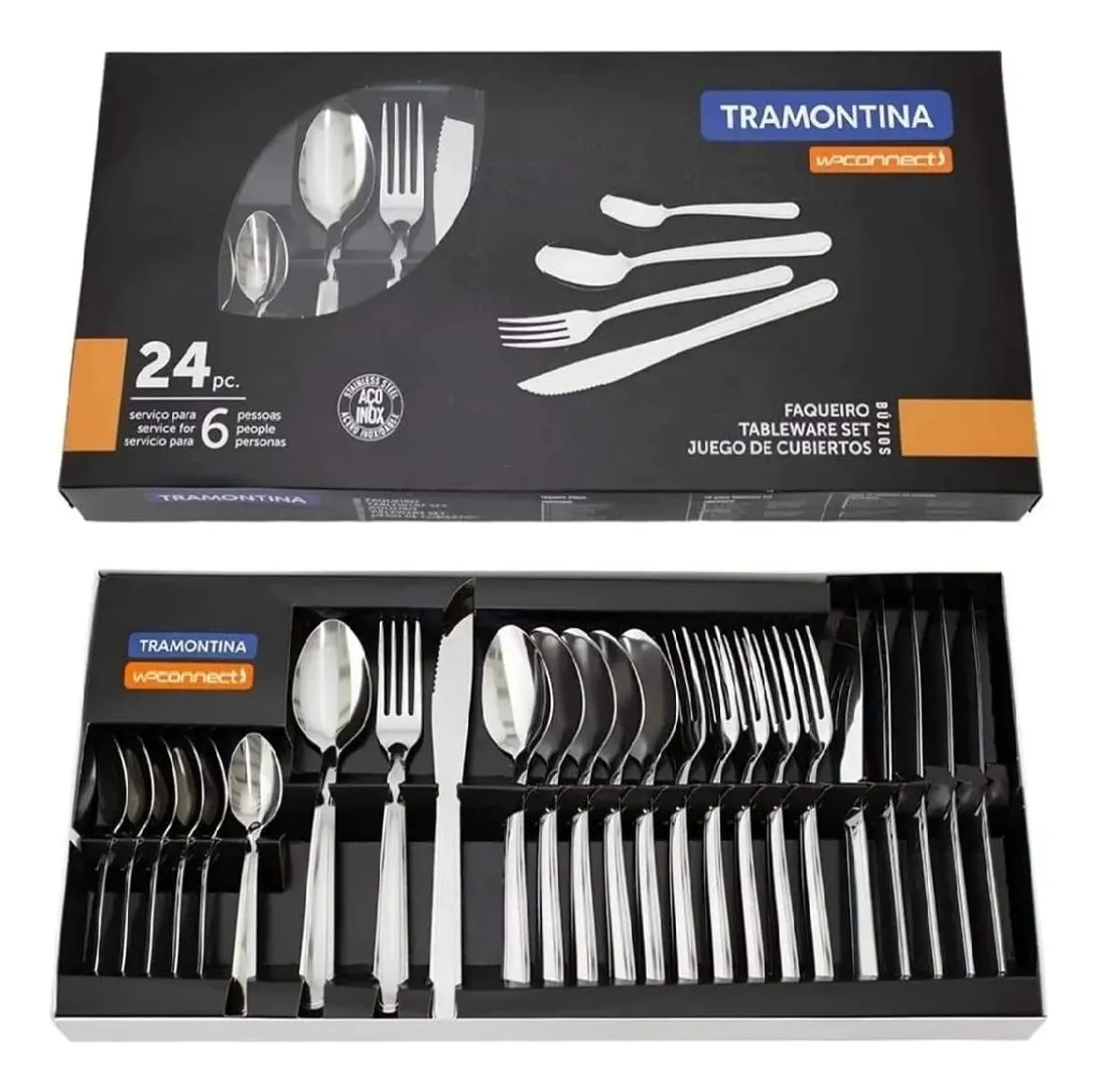 Faqueiro Tramontina Búzios Em Aço Inox Com Detalhe 24 Peças