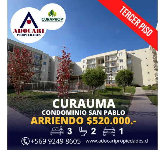Curauma / Condominio San Pablo / 3°piso / 3d 2b 1e