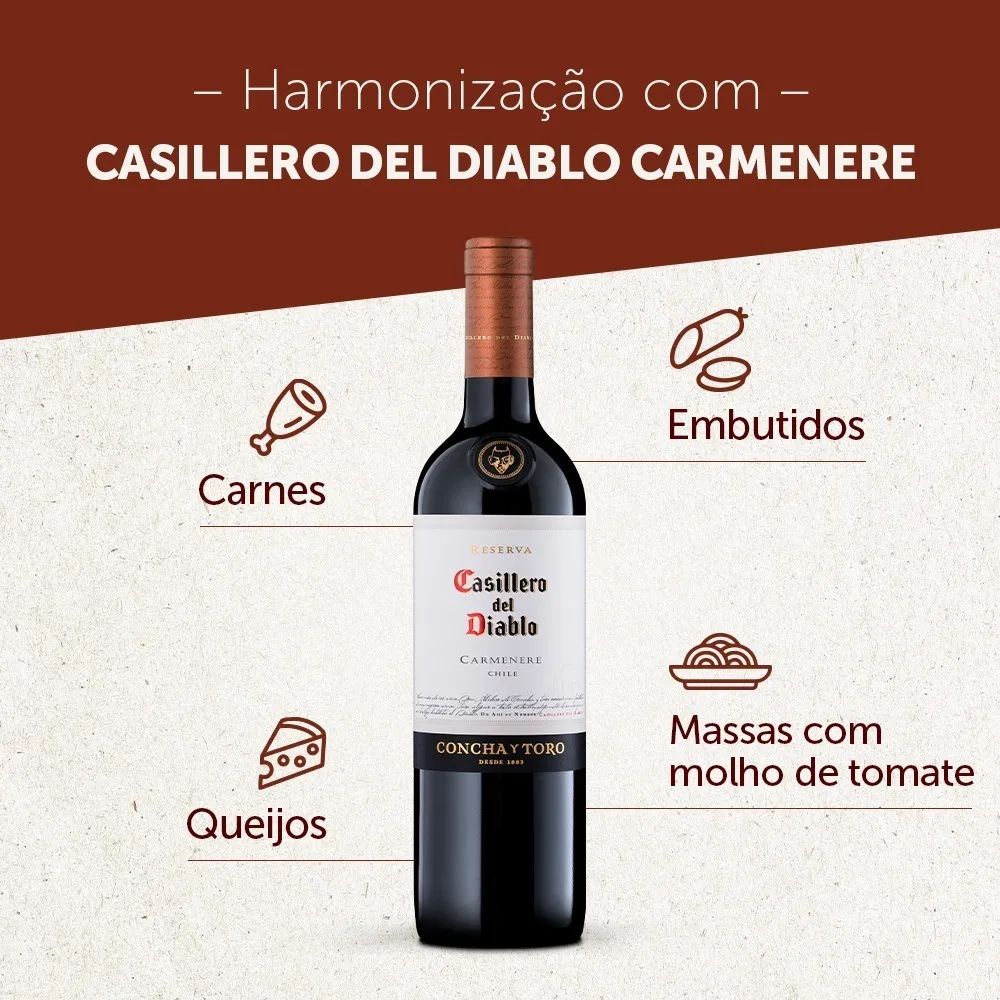 Imagem para Vinho Tinto Chileno Carmenere 750ml Casillero Del Diablo